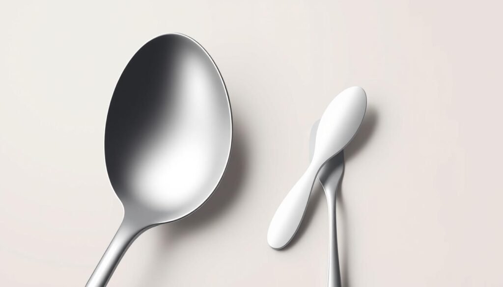 comparação colher de sopa e colher de chá